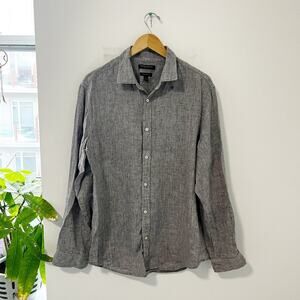 Banana Republic Men's Gray Linen Button Up Top Size Large